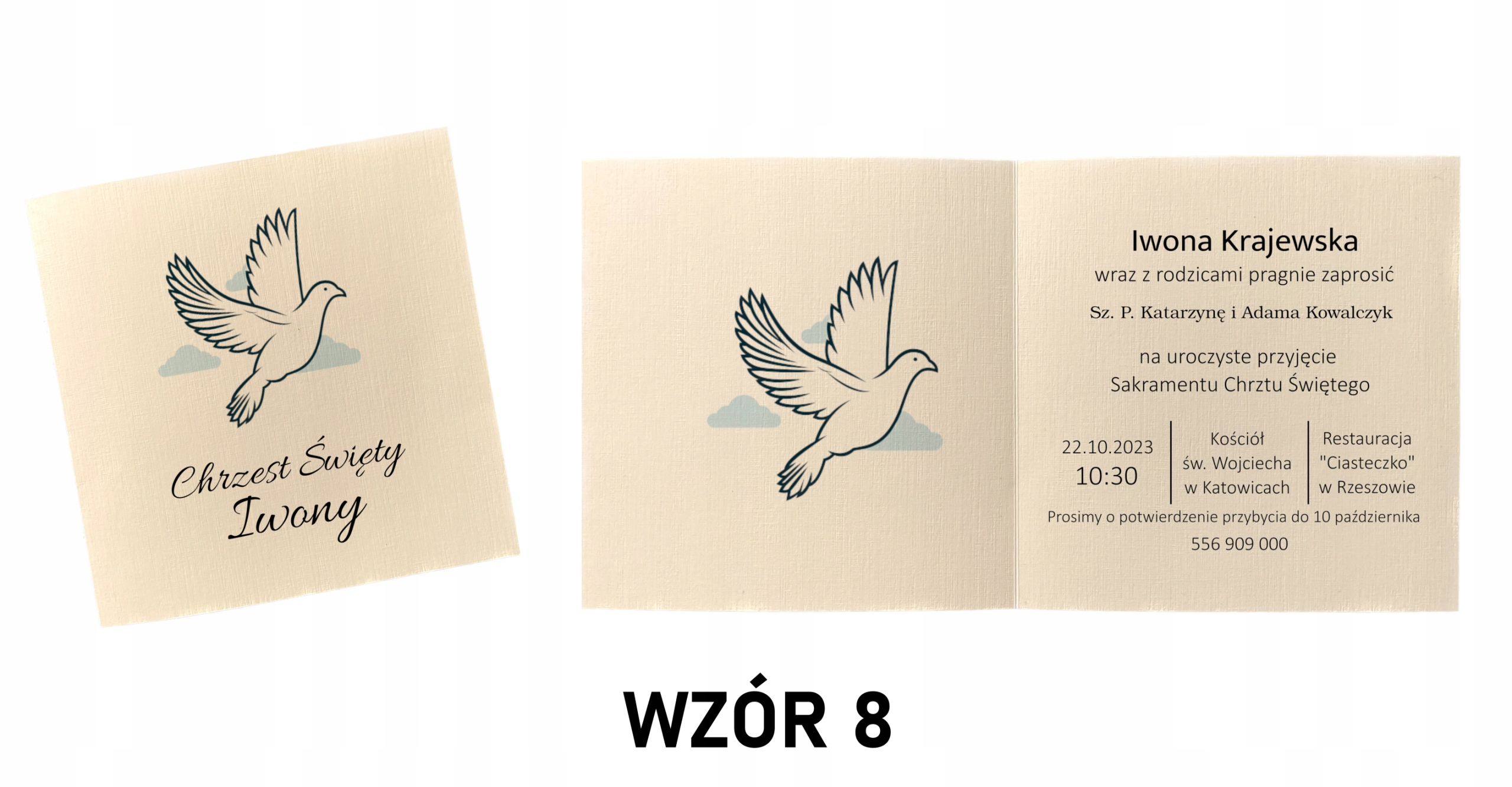 ZAPROSZENIE NA CHRZEST ŚWIĘTY PERSONALIZACJA Grubość papieru 246 g