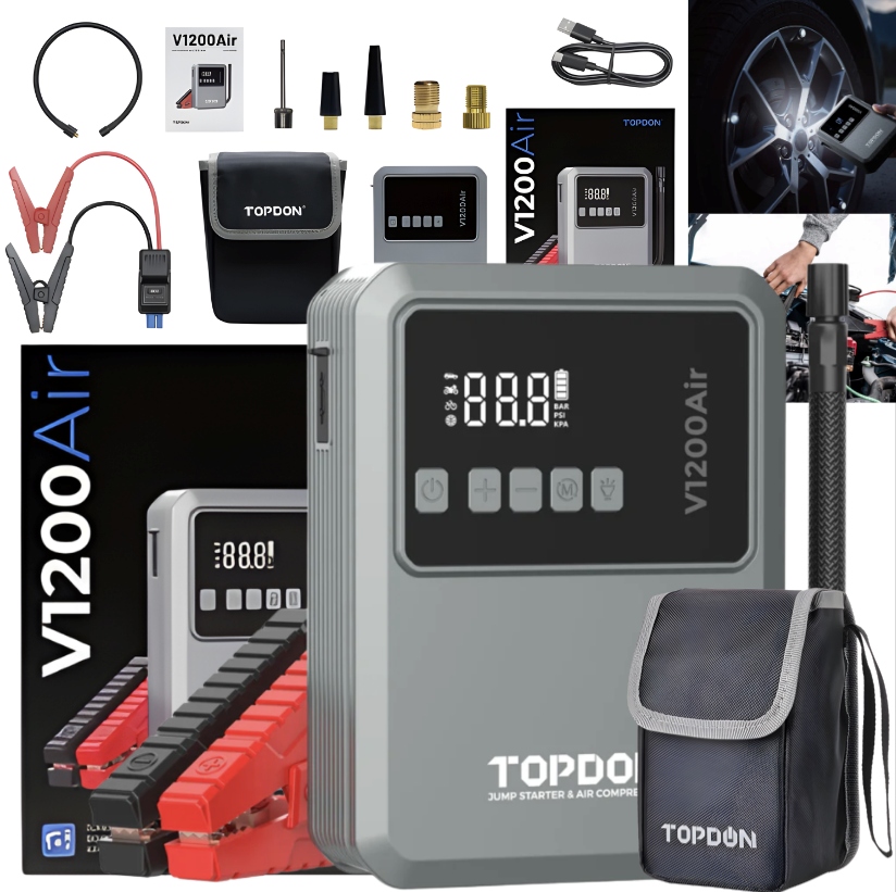 Starter Topdon V1200 Air 4v1 Starter kompresorová pumpa Power Bank Baterka