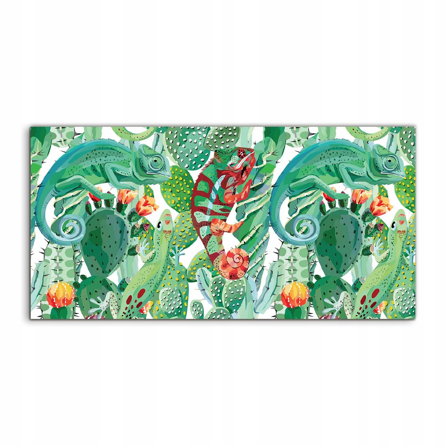 Akrylový obraz 120x60 nástenný Kameleón Kaktus Rastlina