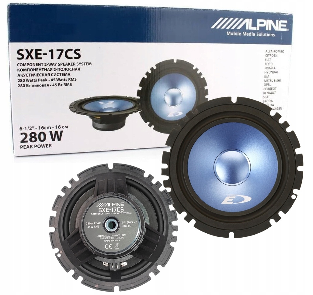 Alpine SXE-17CS Głośniki Woofery /165mm Moc 280W Łatwy Montaż