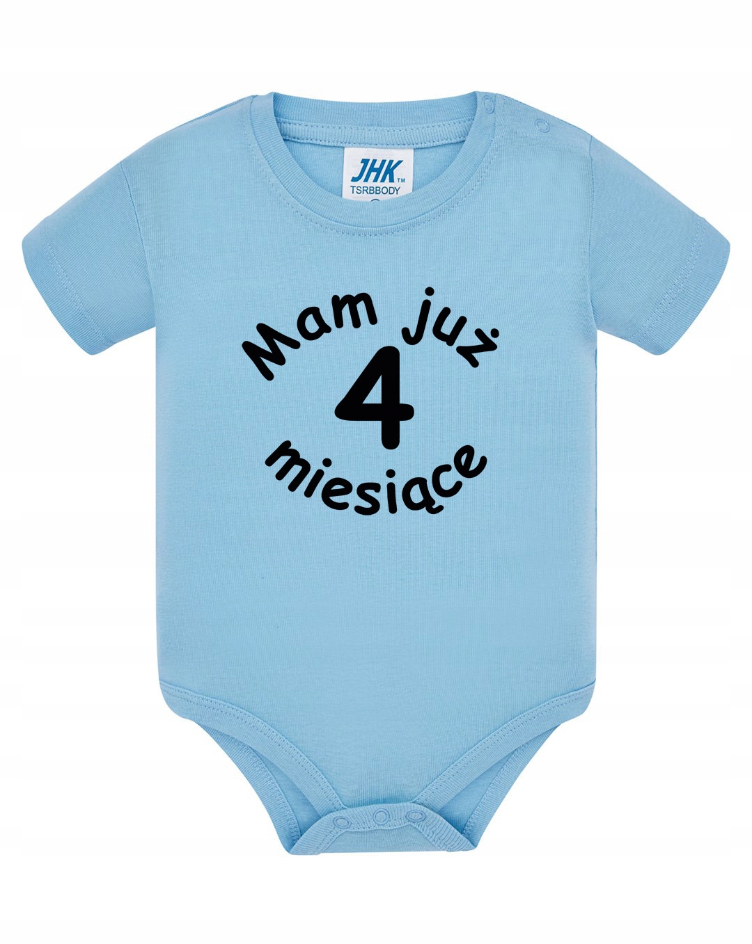 

Body niebieskie nadruk napis Mam Już 4 Miesiące 6M