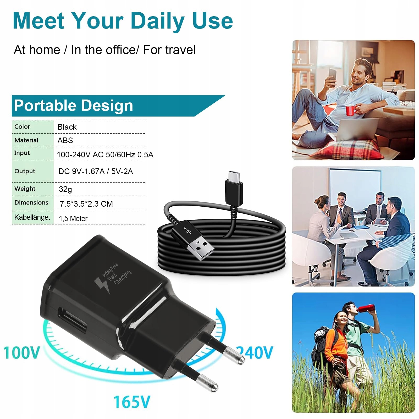 Sanronang Ładowarka USB Z Kablem USB C Do Galaxy A15 A14 A13 A33 A34 A35 — miniatura 5