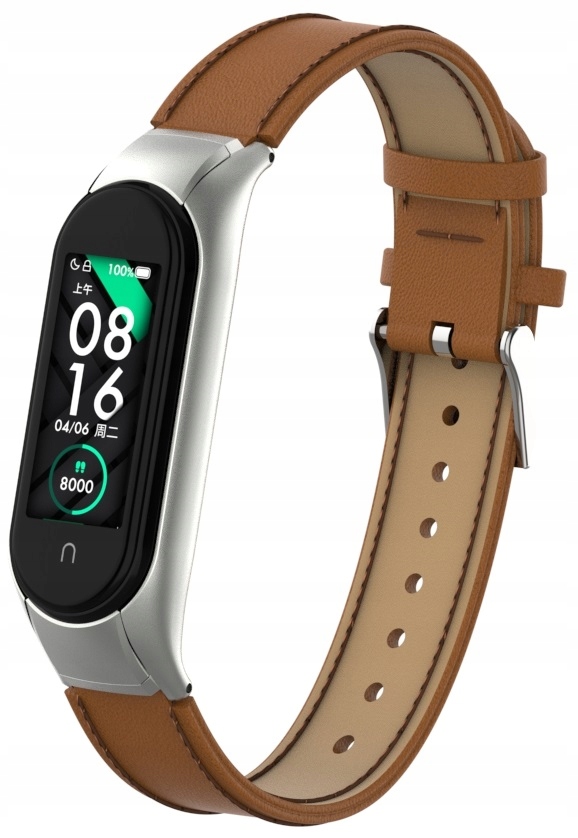 OPASKA SKÓRZANA PASEK do XIAOMI MI BAND 5/6 KOLORY Kolor czarny