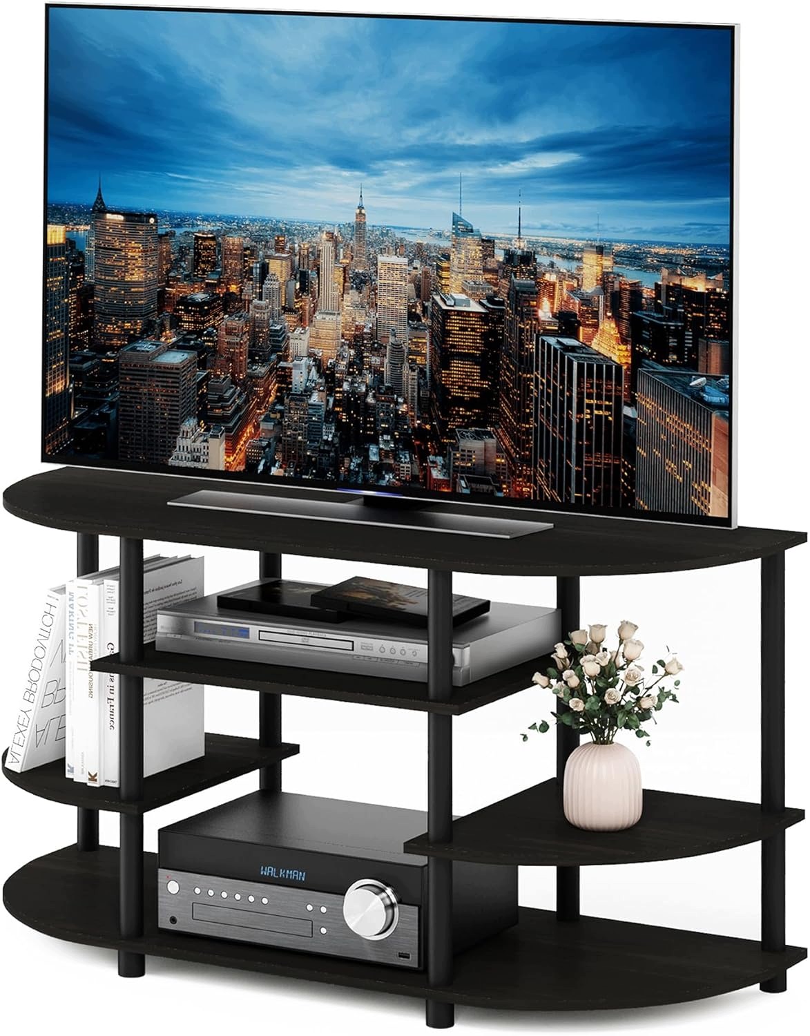 Furinno Jaya Rohový Stojan Pod Televízor Pre Espresso S Priemerom 46 Palcov