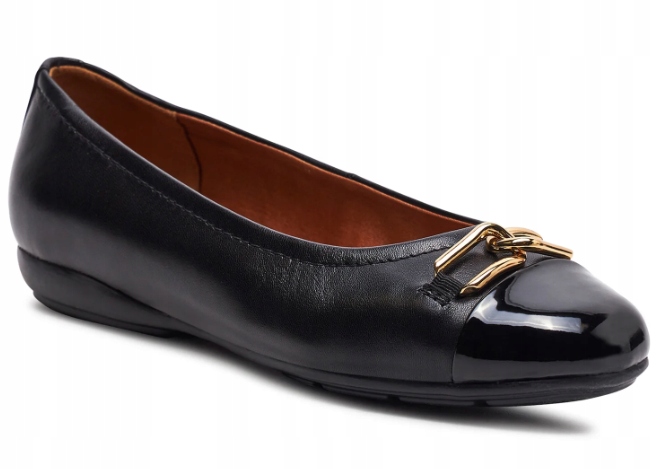 Geox Černé Zasouvací Baleríny S Kůží 37,5 Ž3B