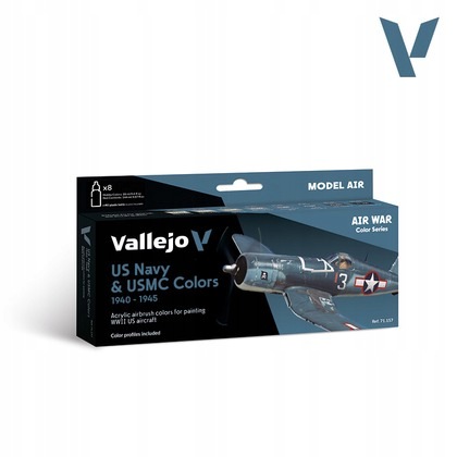 Vallejo: 71.157 Model Air Barvy pro leteckou válku Barvy Us Navy & Usmc 1940-1945 (8x