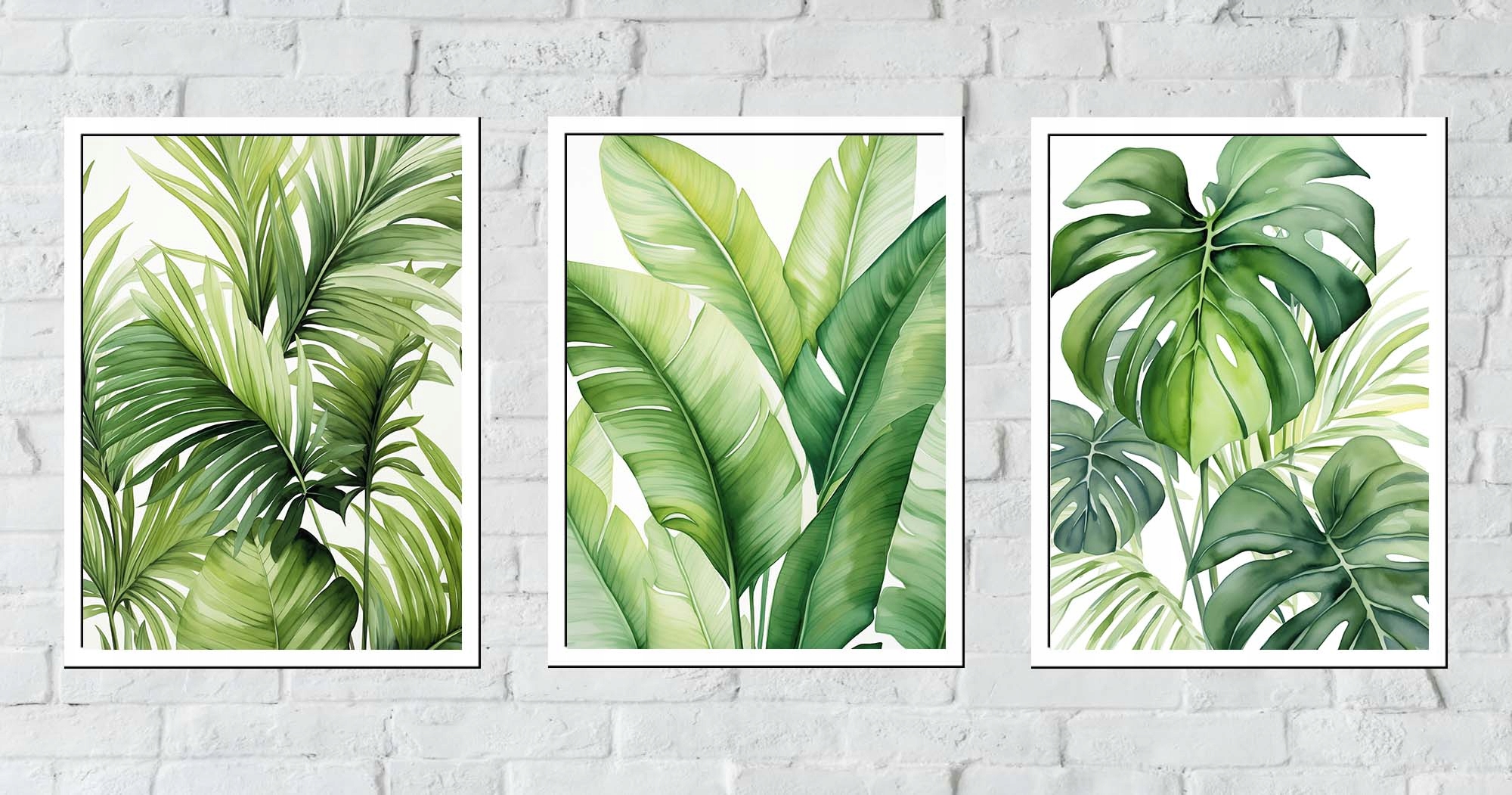 30x40 ZESTAW OBRAZY W RAMIE PLAKATY RAMKA MONSTERA TROPIK PALMA BANANOWIEC Marka Posterlove