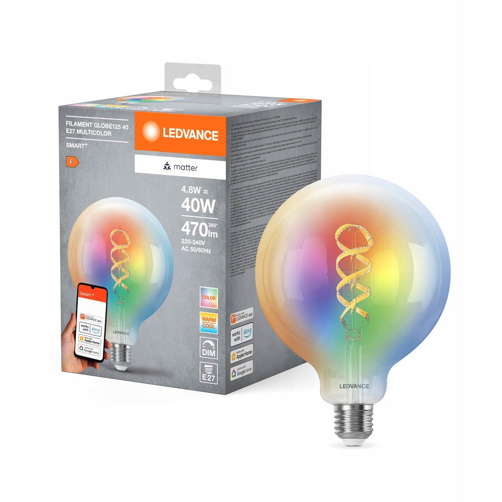 Led žárovka E27 4.8W 40W 470lm Rgbw Cct Stmívatelná Smart+ WiFi Filament