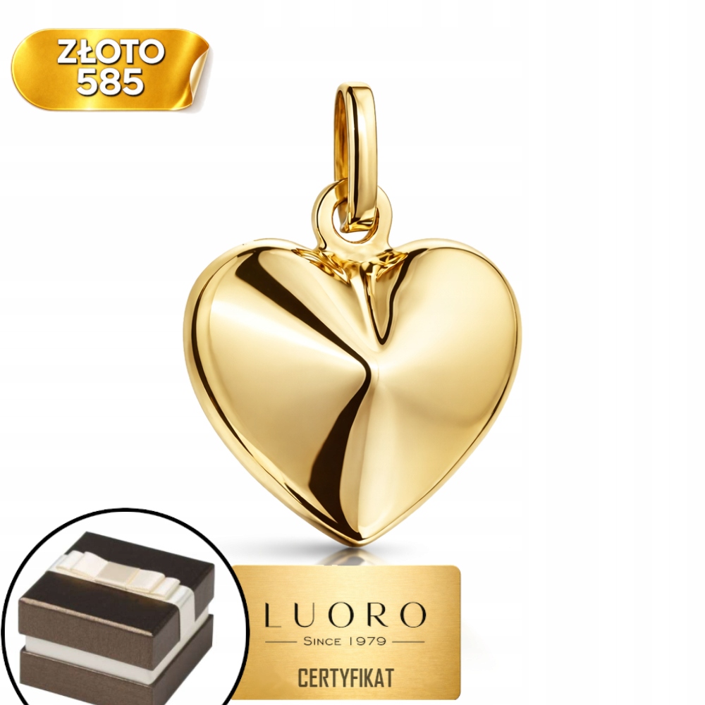 Přívěsek Zlatý 585 14K Srdce 3D Hladký 16 MM Elegantní Klasika