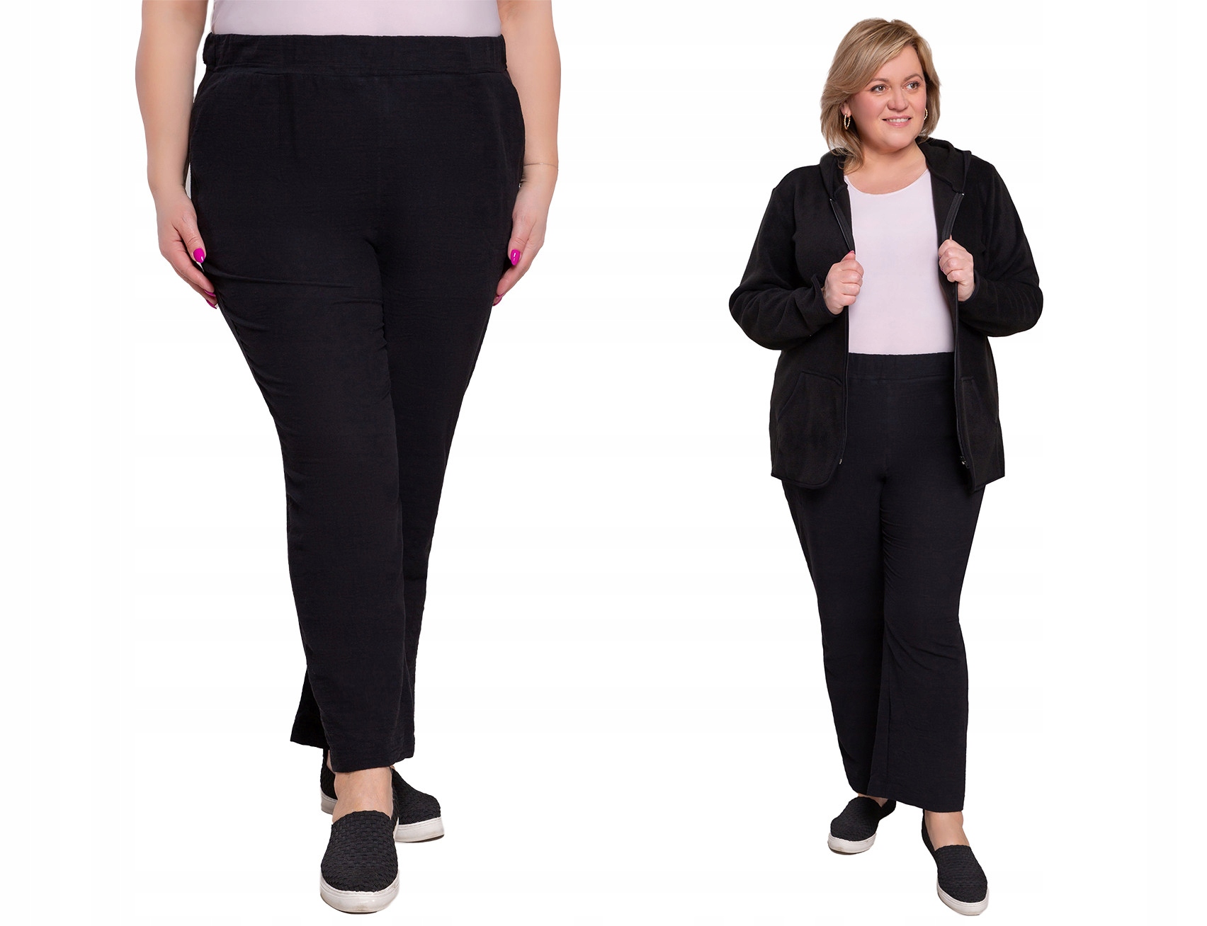 Černé tenké kalhoty plus size, velikost 58