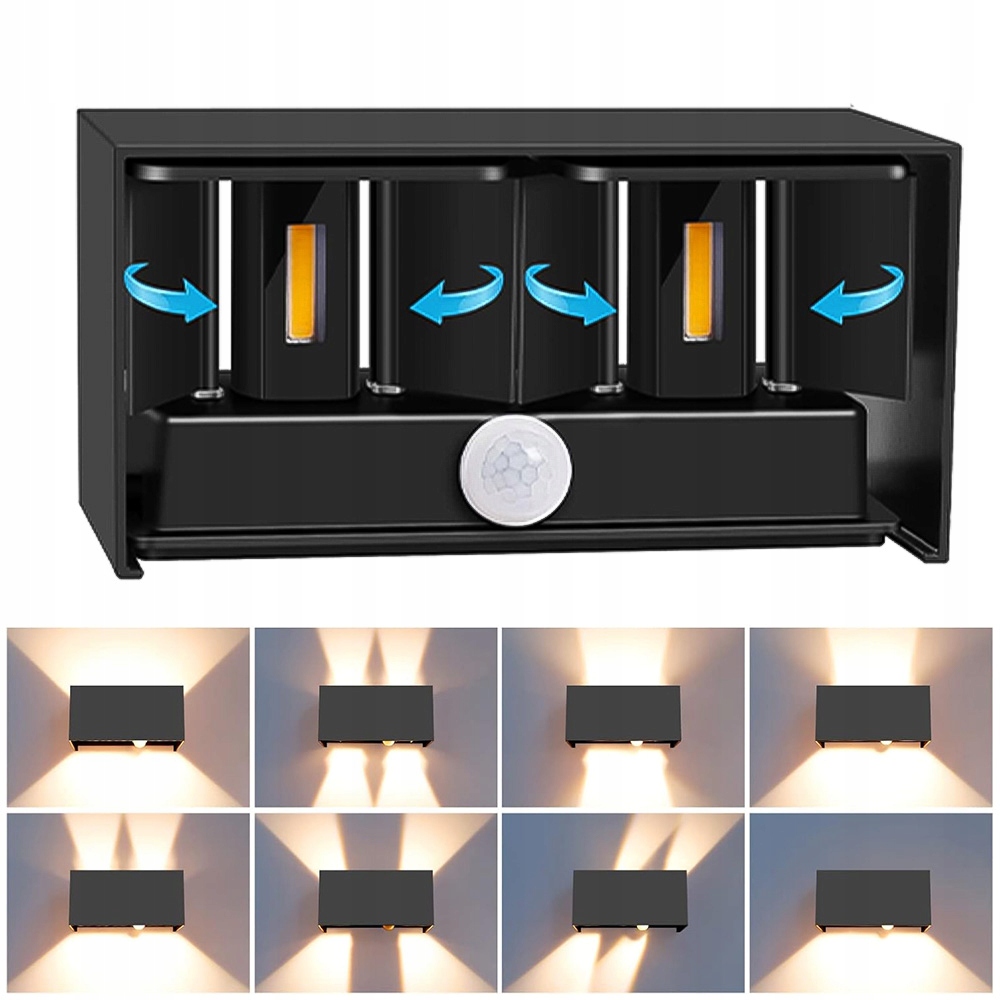 24W Led venkovní nástěnné svítidlo Černé, Čtvercové, Nahoru A Dolů, Nástěnná Lampa 3000K