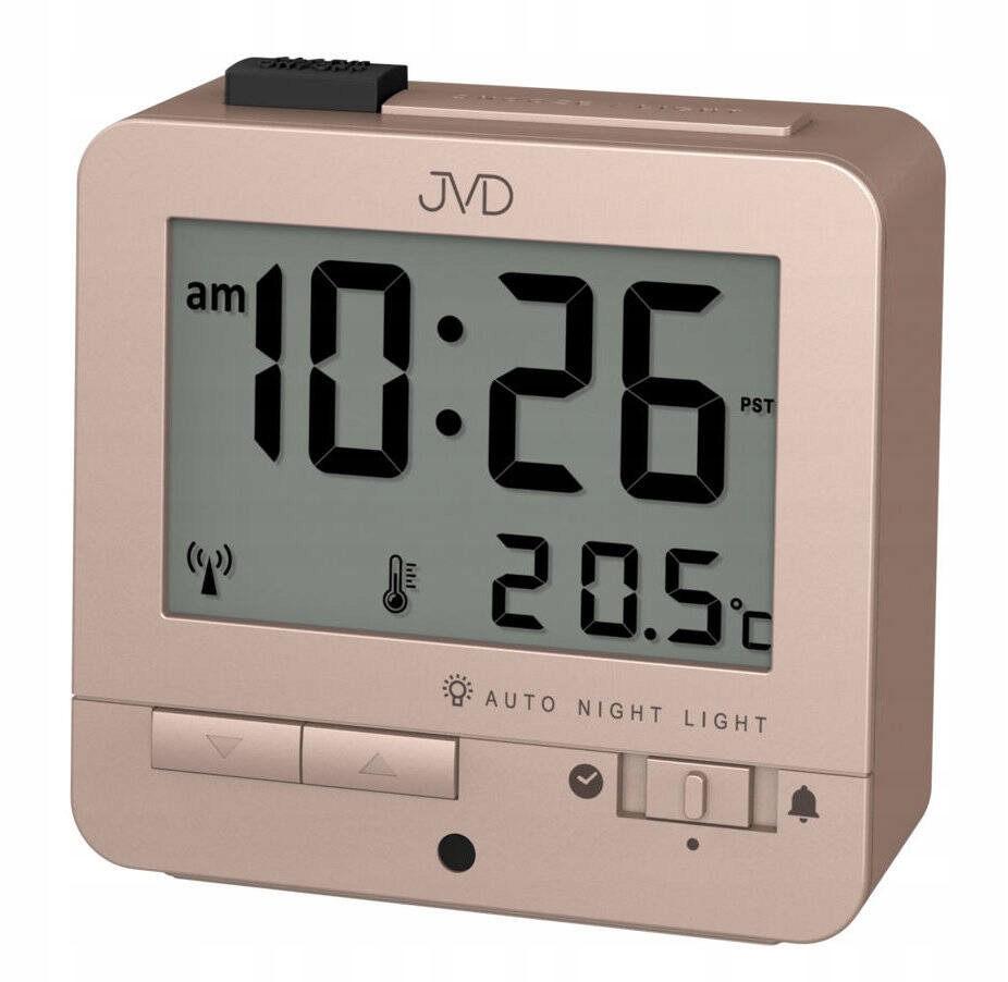 Čtvercový Budíkový Hodinový Budík Jvd RB9401.3. Podsvícení Teploměr Senzor