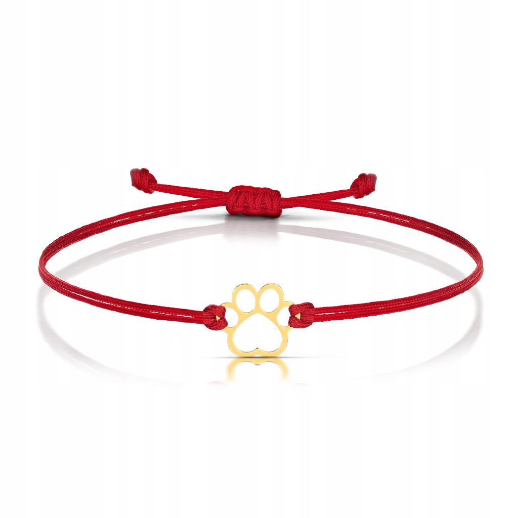Zlatý Provázkový Náramek Psí Tlapka 585 Gravírování