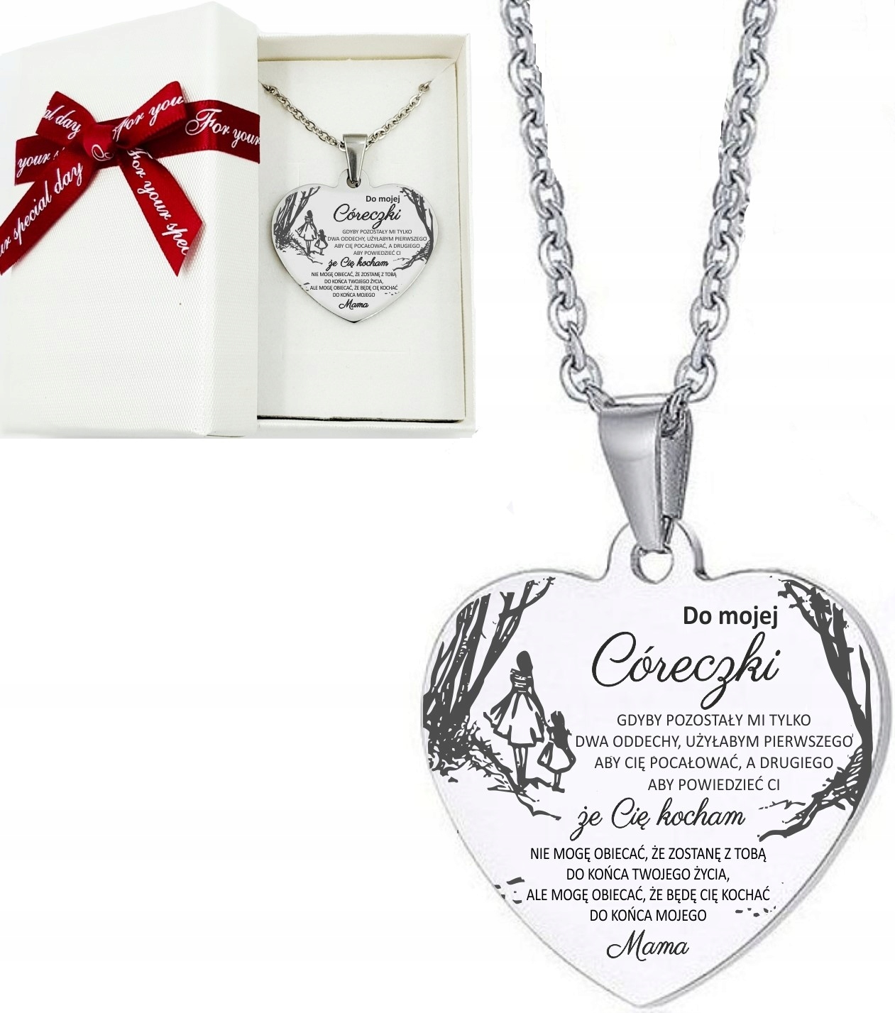 ZAWIESZKA DAMSKA SERCE Z GRAWEREM DLA CÓRKI
