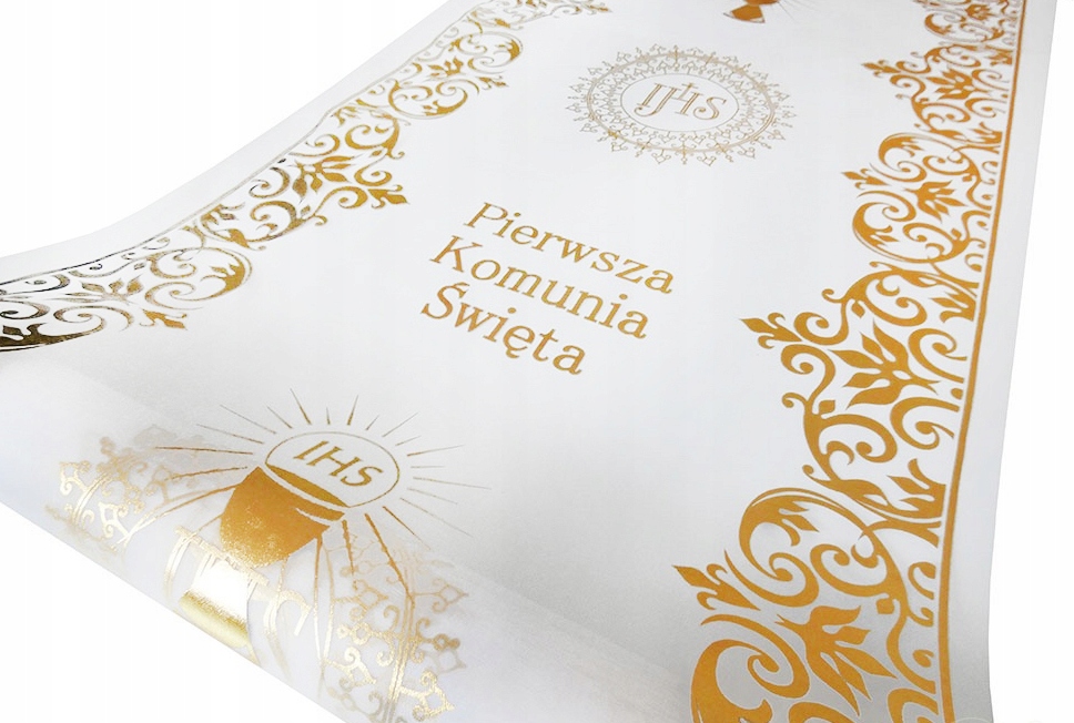 Organza Bieżnik komunijny z nadrukiem 36cm - 4,5m Kształt prostokątny