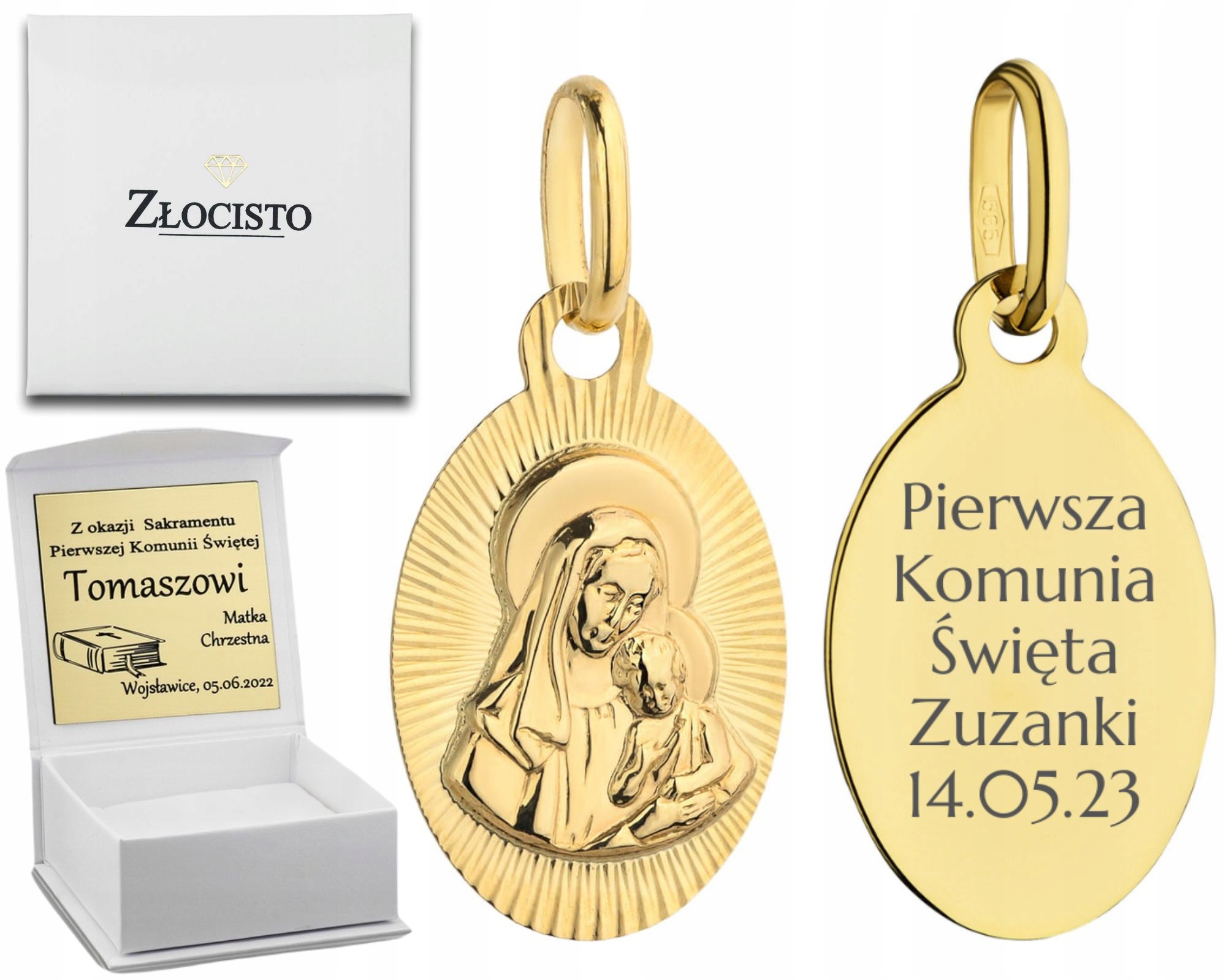 

Złoty Medalik Matka Boska Z Dzieciątkiem Jezus 585