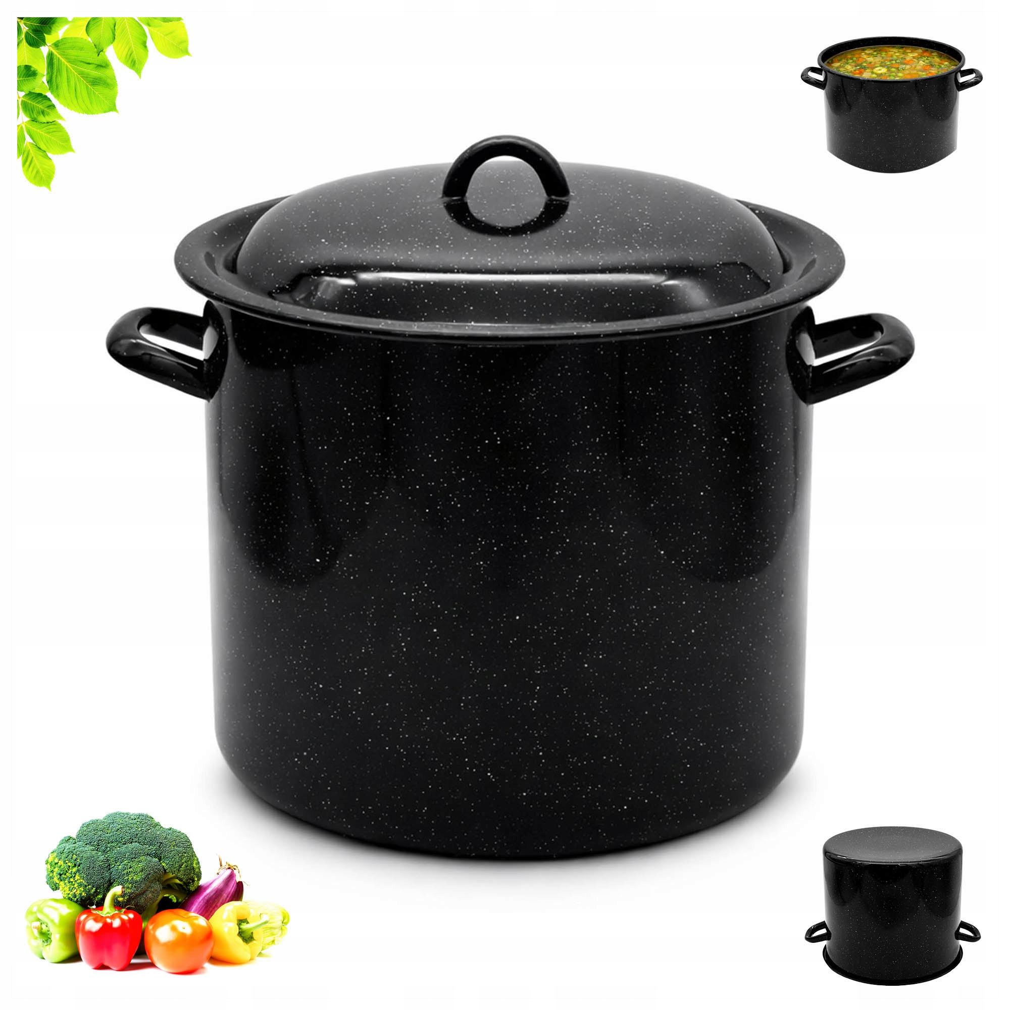 Garnek Stalowy Emaliowany Tradycyjny z Pokrywą Kuchenny Marmurek 30cm