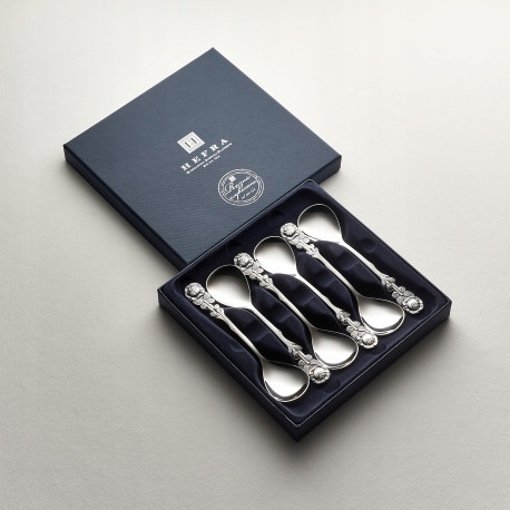 HEFRA Posrebrzane Łyżeczki Deserowe Różyczka 6 szt