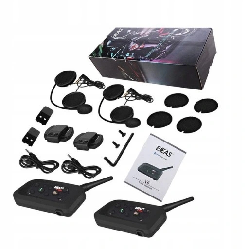 2X INTERKOM MOTOCYKLOWY EJEAS V6 PRO DO 6 KIER.