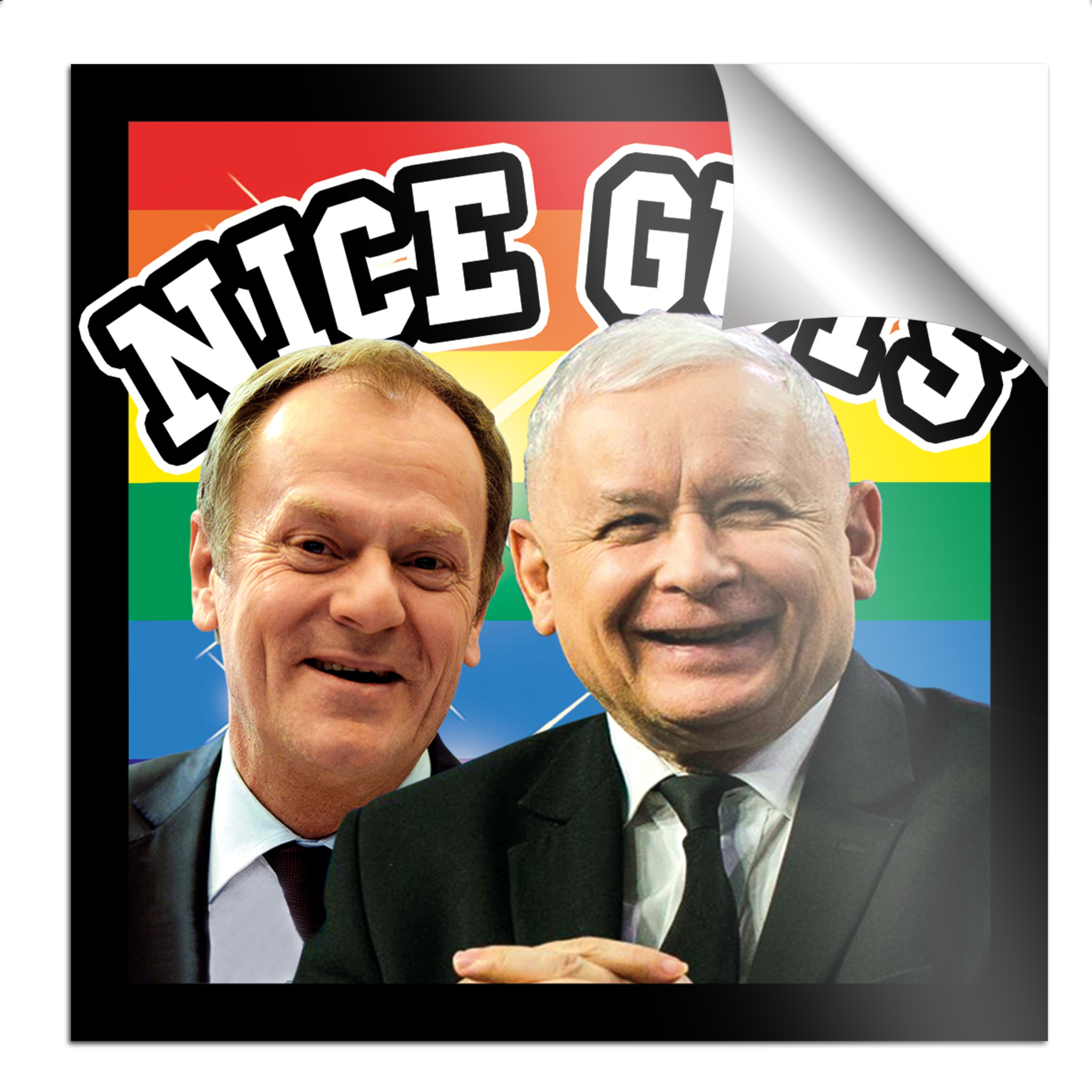 Naklejka Wlepka Kaczyński Tusk Polityka Nice Guy Popis Wiele Wzorów 9 cm