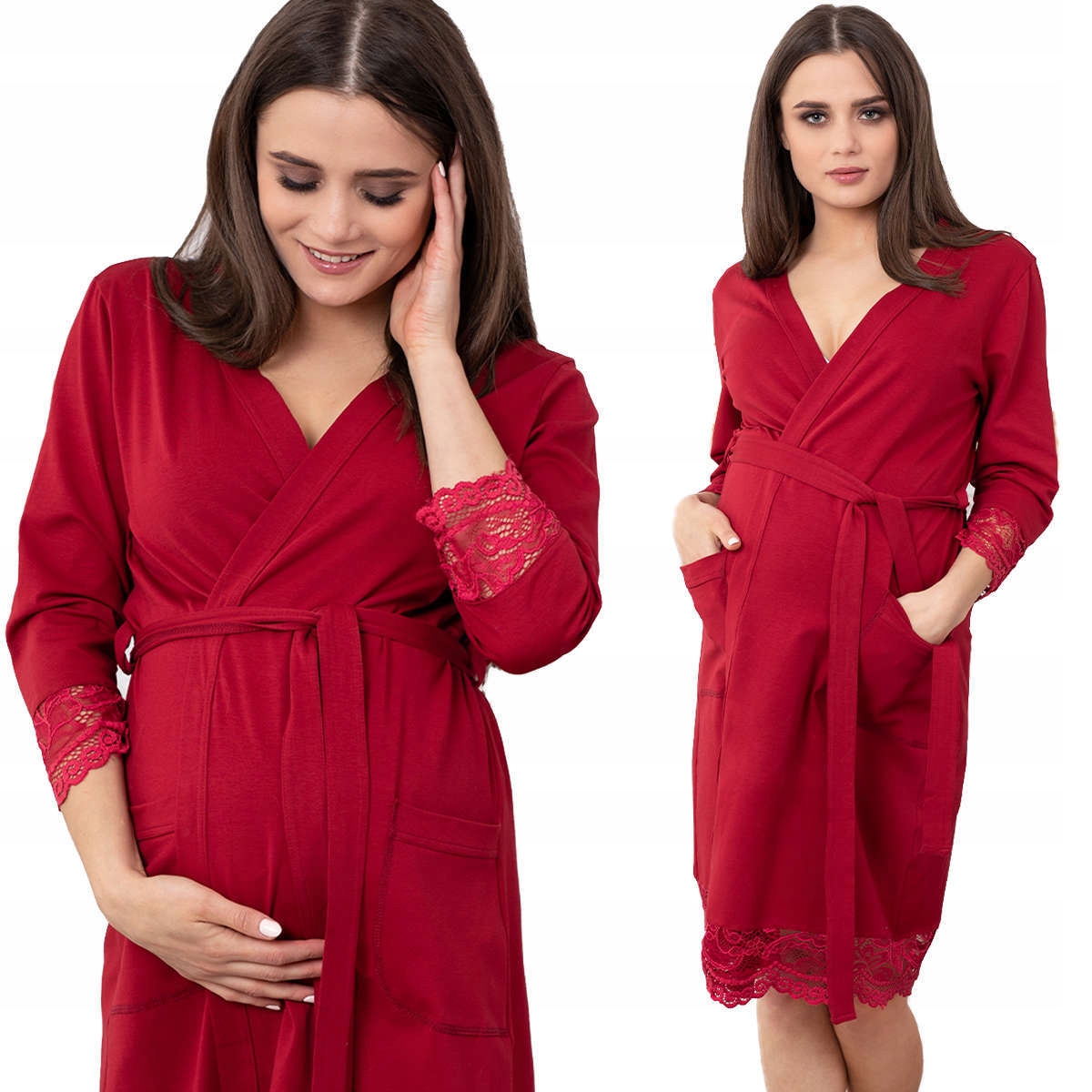 Dámský Těhotenský Župan Bavlněný Župan Krajkový S