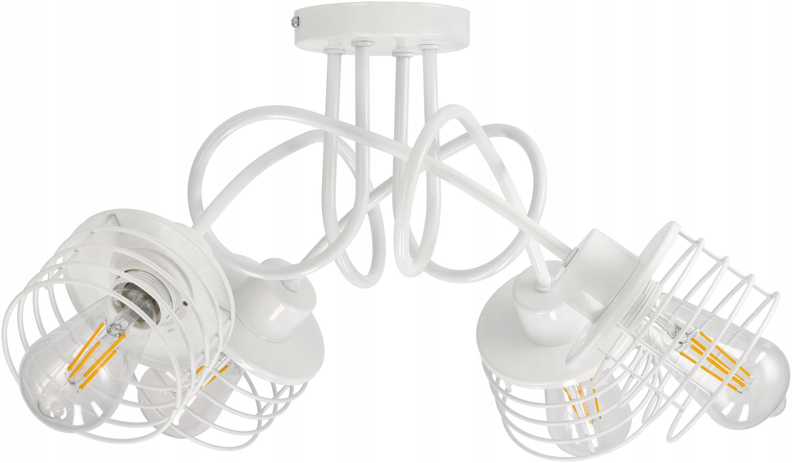 stropní svítidlo Led Loft 4XE27 Závěsná bílá do obývacího pokoje 4x stínítko