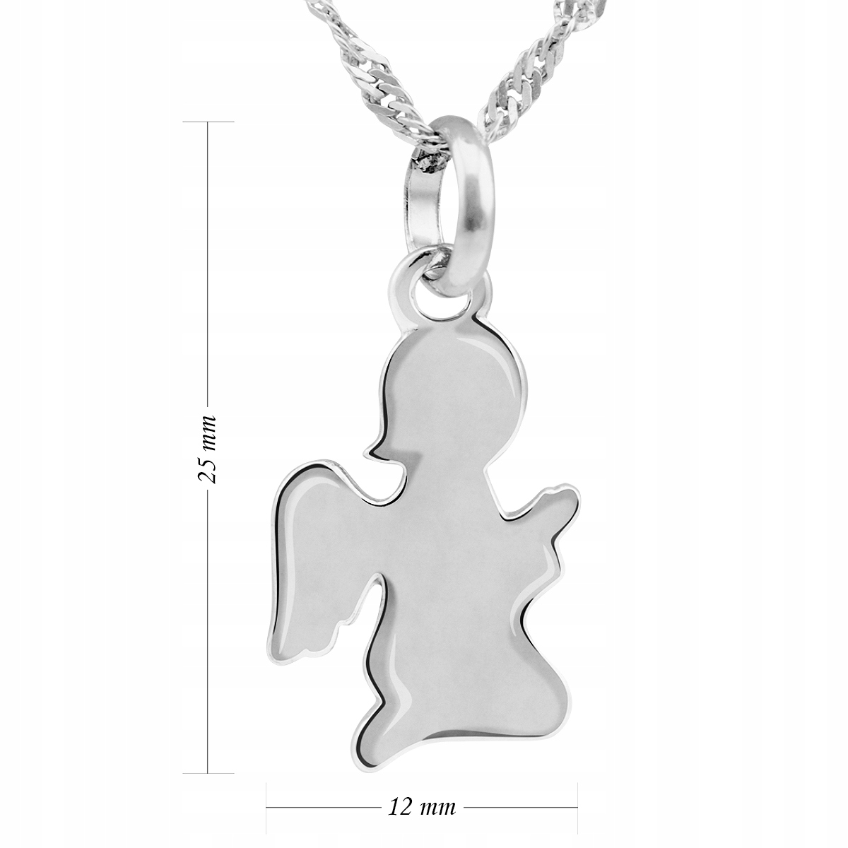 Srebrny naszyjnik pr.925 Aniołek Grawer Próba srebra 925