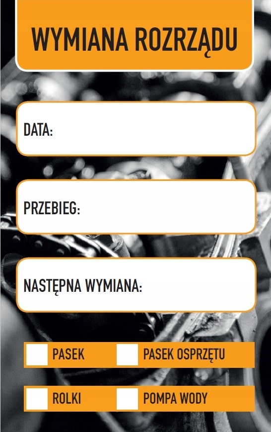 30x Naklejka wymiana rozrzadu naklejki serwisowe wymiany rozrządu Serwis