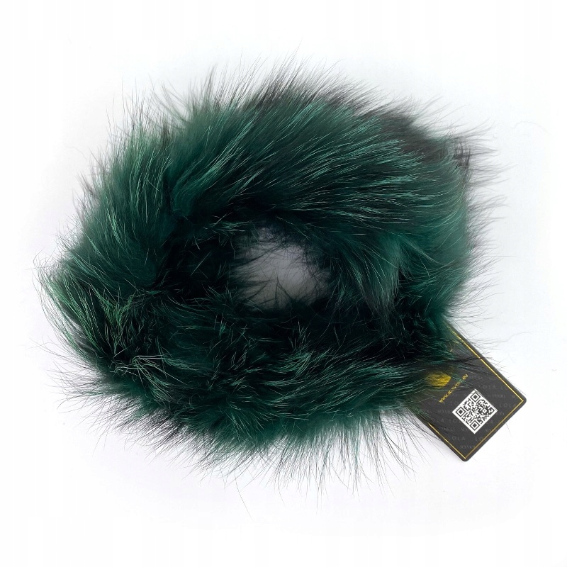 Elegantní šátek nákrčník přírodní kožešiny Scaviola green