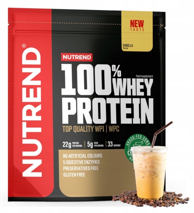 Nutrend 100% Whey Protein proteín WPC BCAA 1kg Mrazená káva