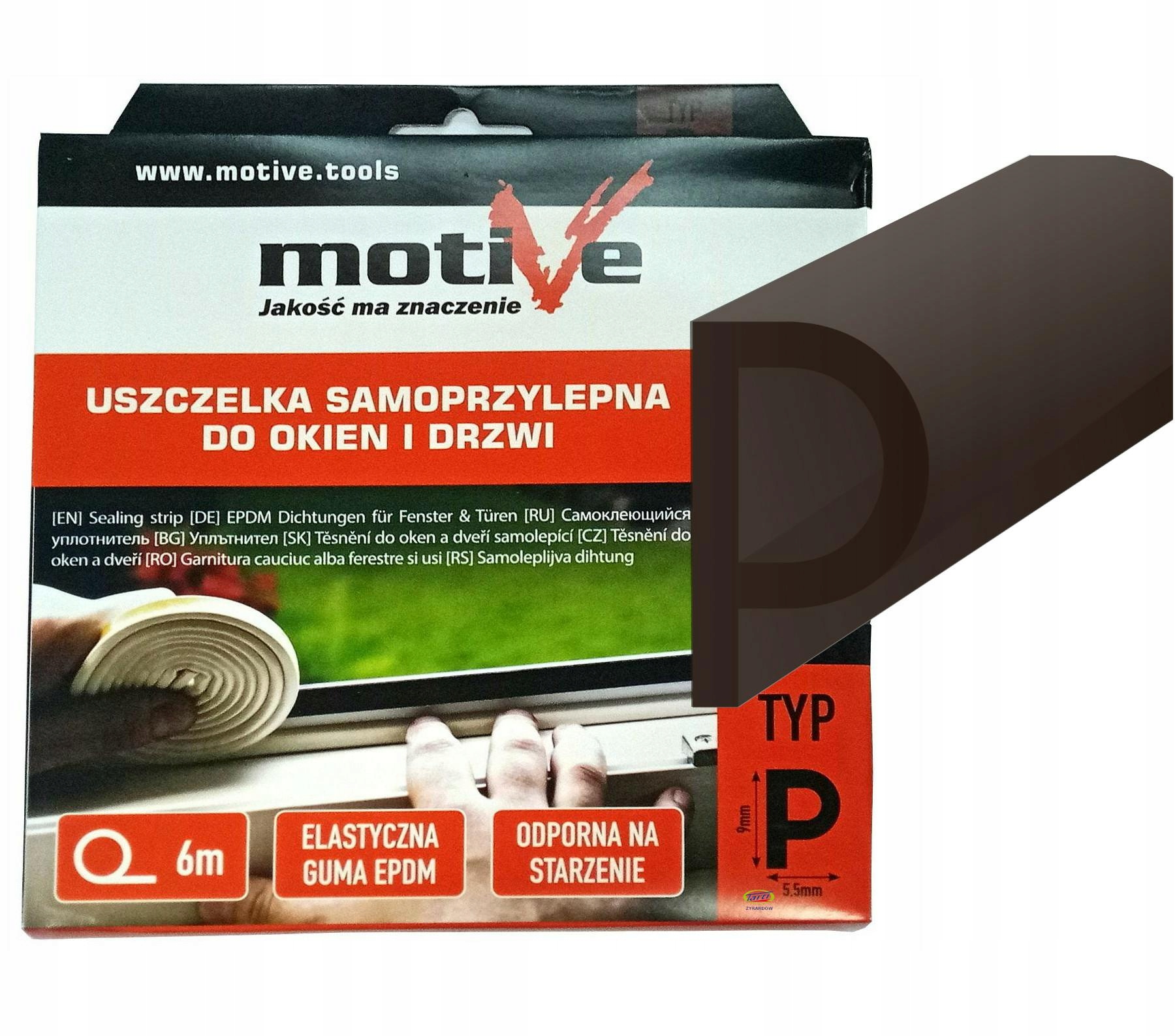 Uszczelka do okna okien okienna drzwi P BRĄZOWA 6m
