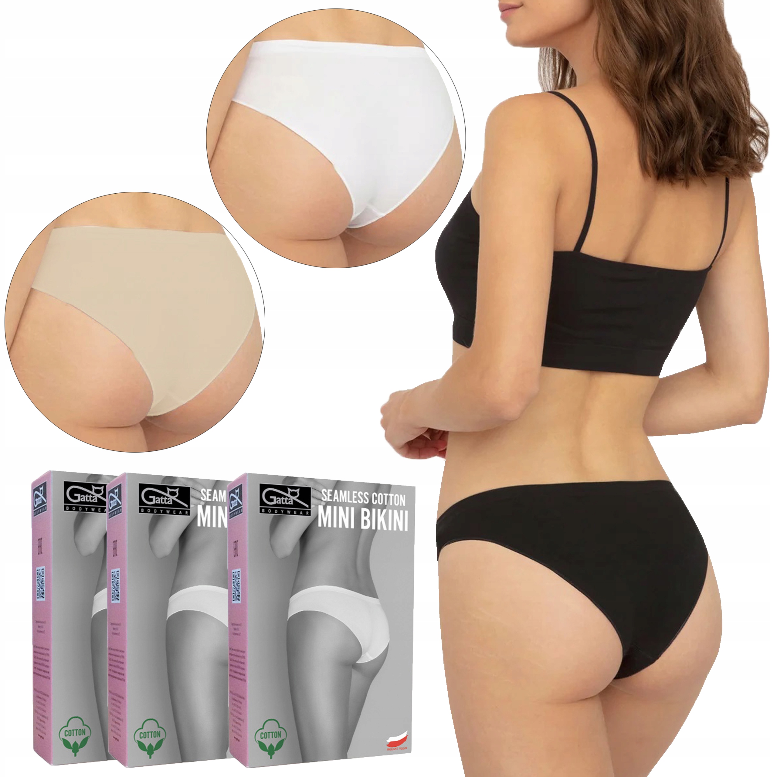 

Seamless Cotton Mini Bikini Gatta, 3-PAK, M