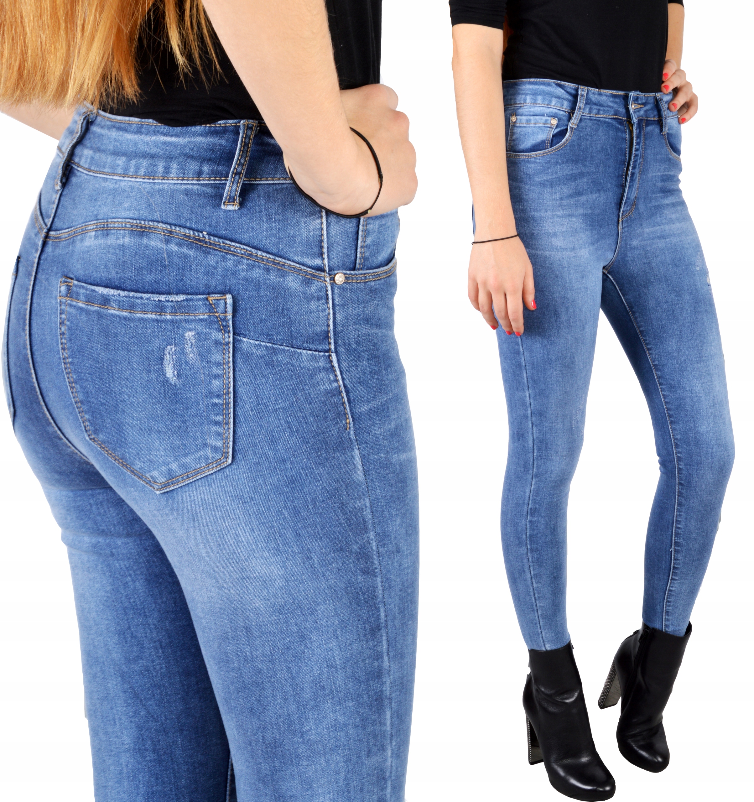 

Spodnie Jeansy Wysoki Stan Jeansowe Push_Up Skinny