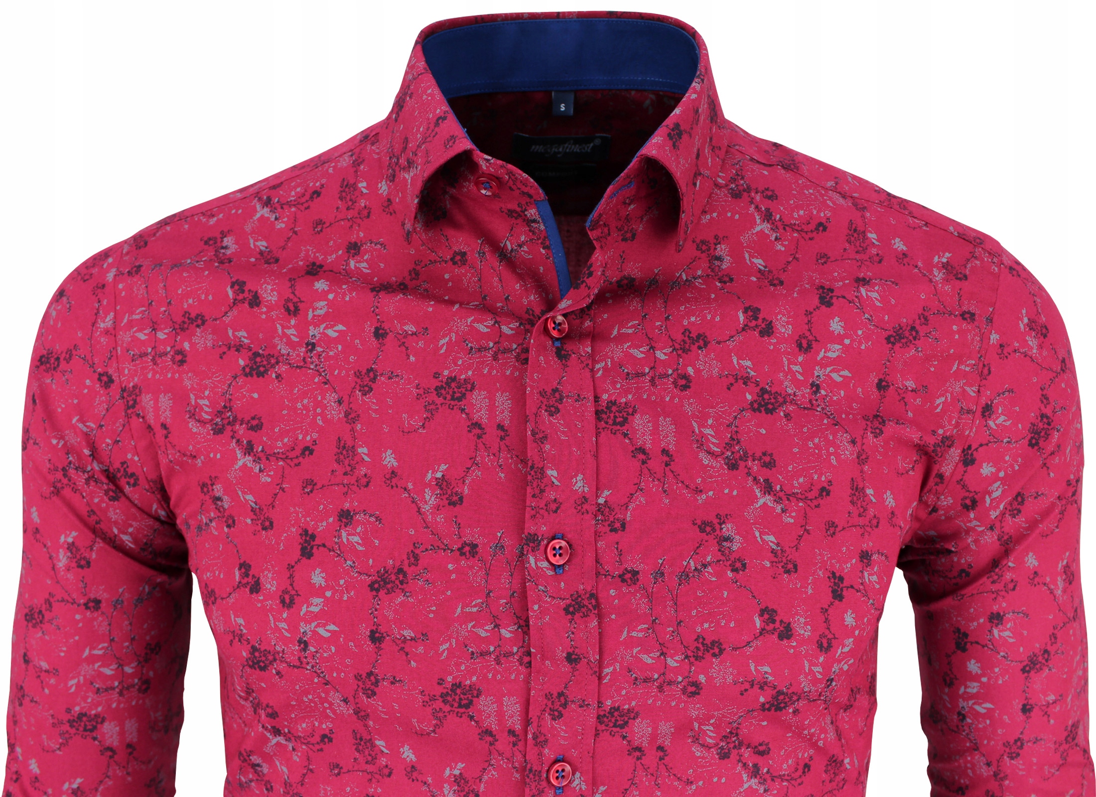 

Piękna Koszula bordo, kwiaty slim laykra 667 3XL
