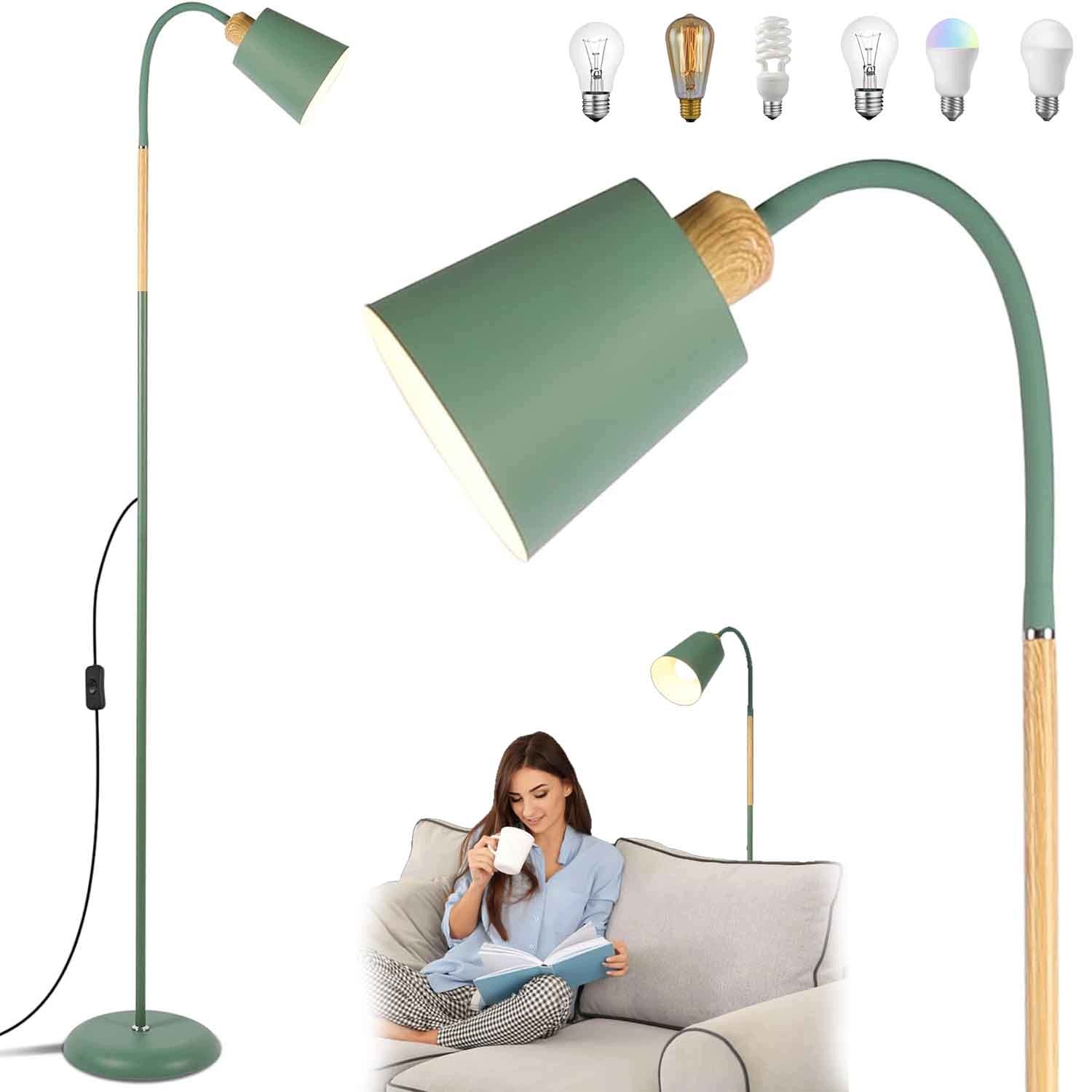 Stojací lampa Podlahová Zelená Nastavitelná 125 cm na E27 Led Vypínač