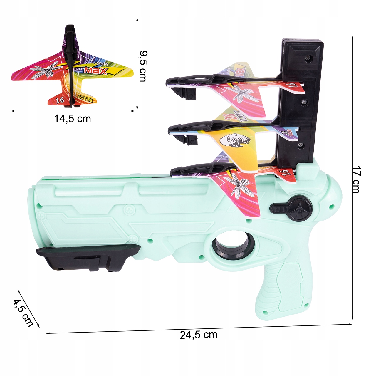 WYRZUTNIA SAMOLOTÓW PISTOLET +4SZT SAMOLOTY ZESTAW Bohater brak