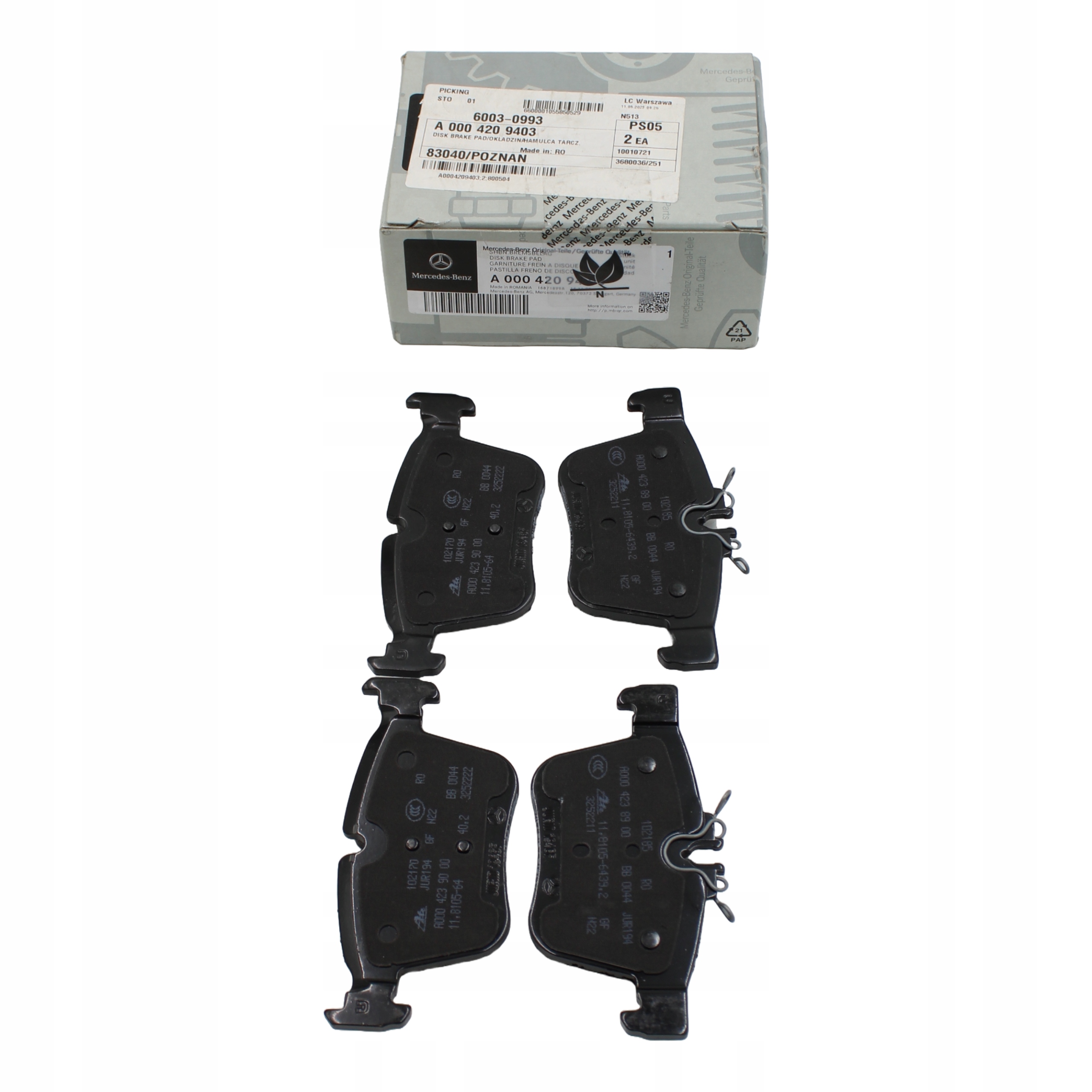 Brzdové Destičky Zadní Mercedes C W205 A0004209403