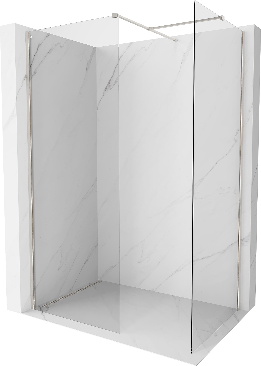Mexen Kioto-X sprchová stěna Walk-in 70x70 cm, čirá 10 mm, nerez nikel