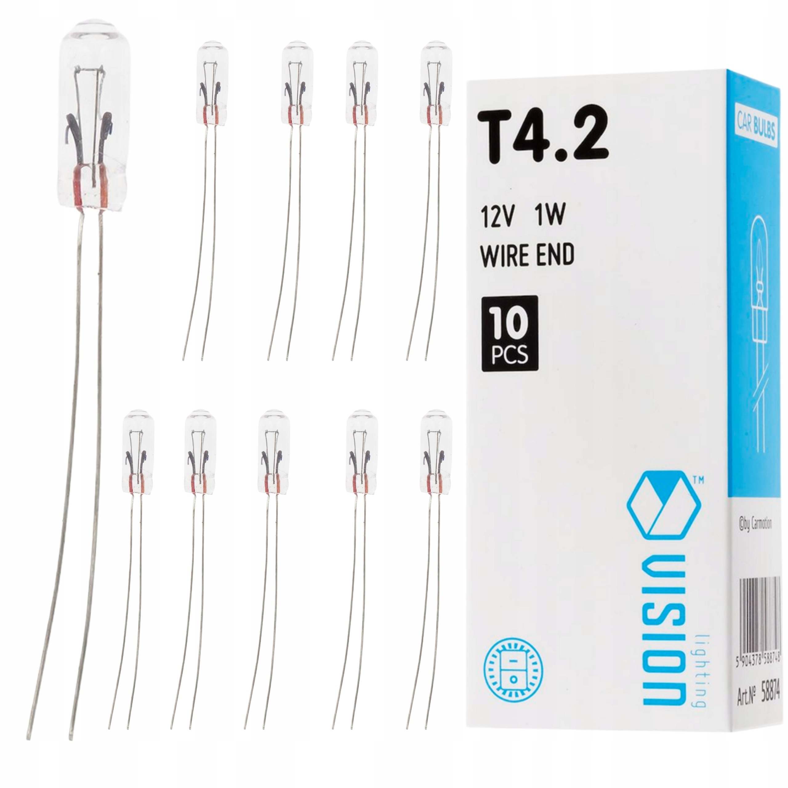 Żarówka T4,2 12V 1W Wire End Vision 10 sztuk