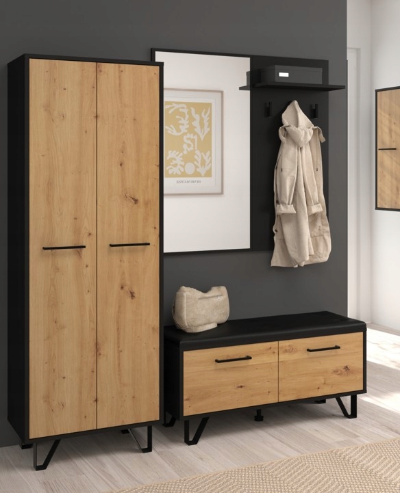 meble BIP #6 przedpokój czarny / dąb artisan