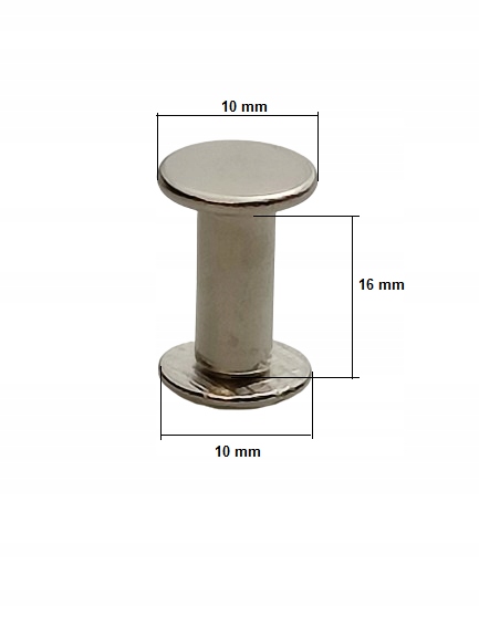 Nity skręcane introligatorskie śruba do skóry walizek 16 mm srebrny 10 szt Kod producenta Nity skręcane 16 mm srebrne 10 sztuk