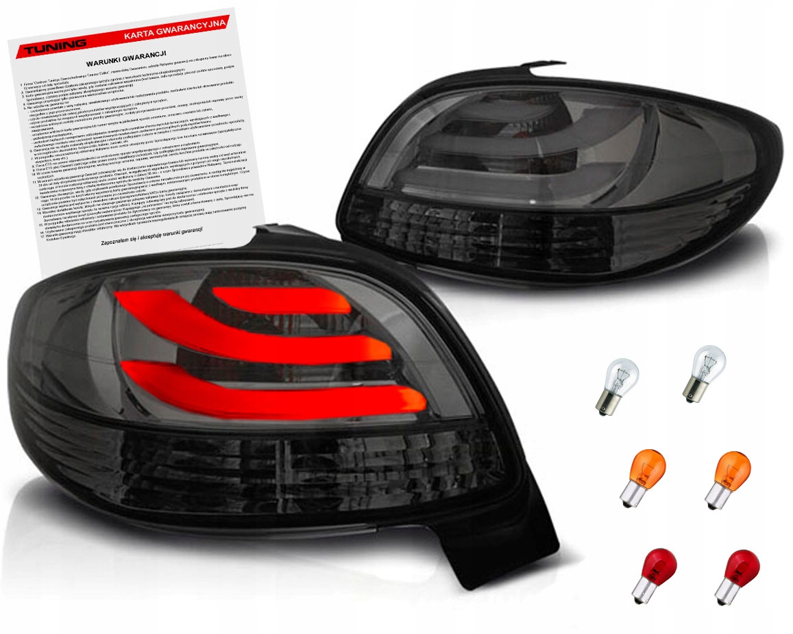 Peugeot 206 98-12 Lampy zadní Neon Led Smoke kouřové diodové