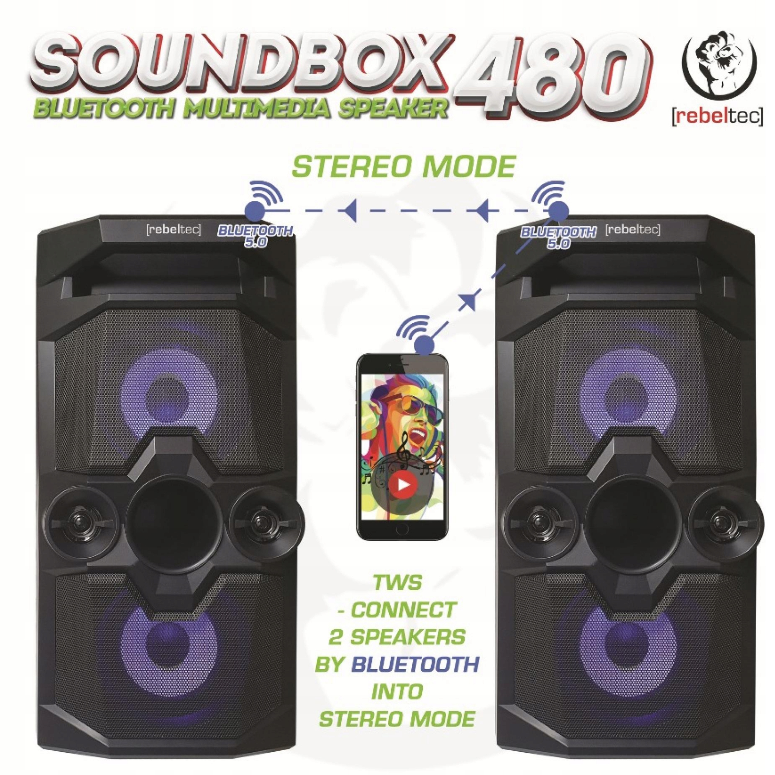 GŁOŚNIK*KOLUMNA NAGŁOŚNIENIOWA ODTWARZACZ MP3 Marka Rebeltec