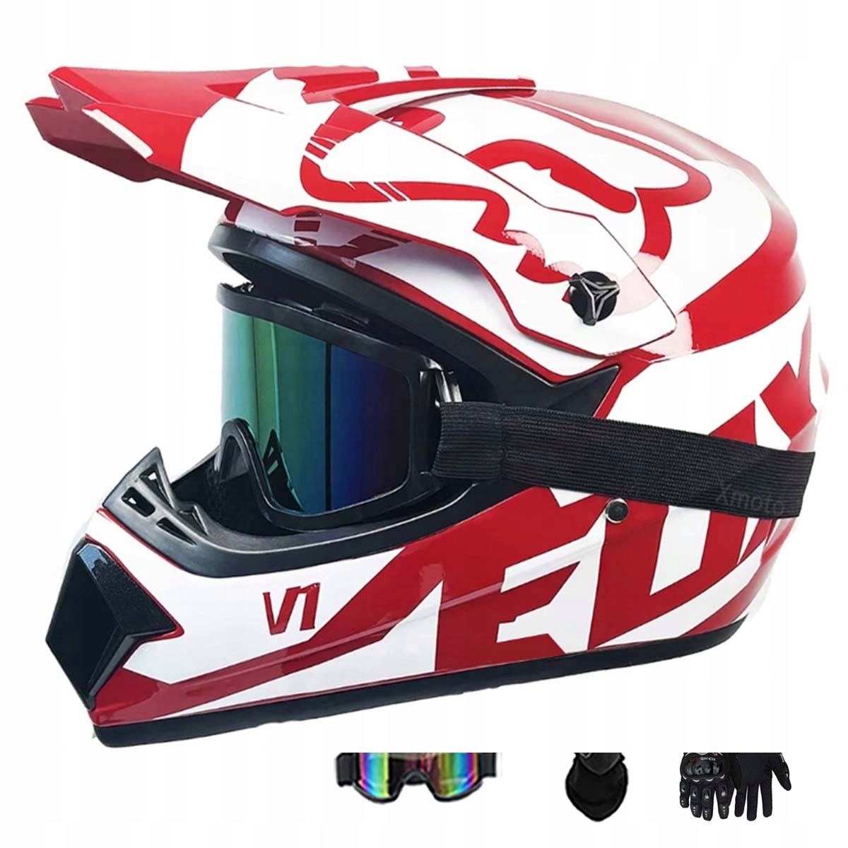 Motocyklová Přilba Lehká Enduro Quada Brýle Rukavice Maska XL