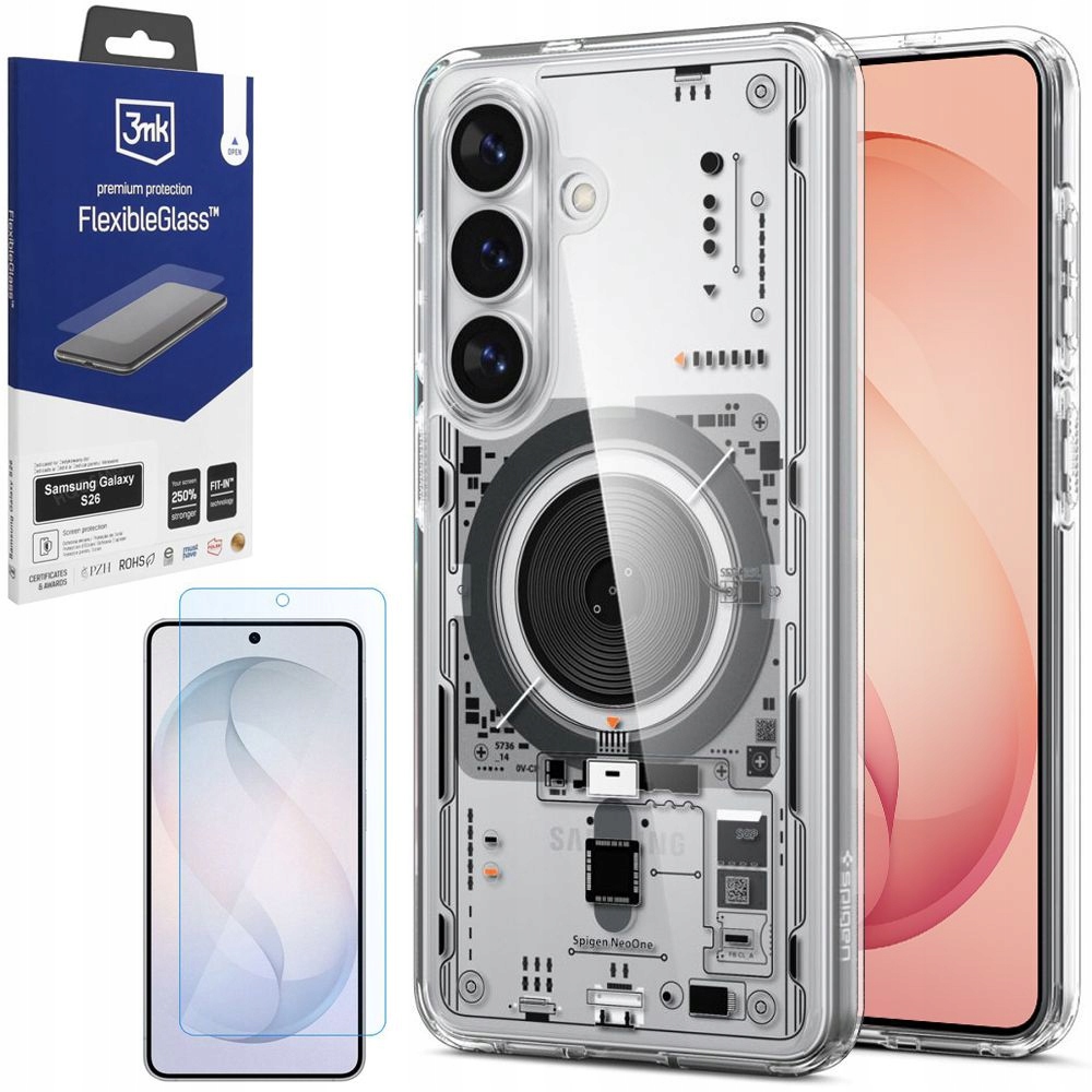 Pouzdro Spigen Ultra Hybrid Neo One Sklo, kryt 3mk pro Samsung Galaxy S26
