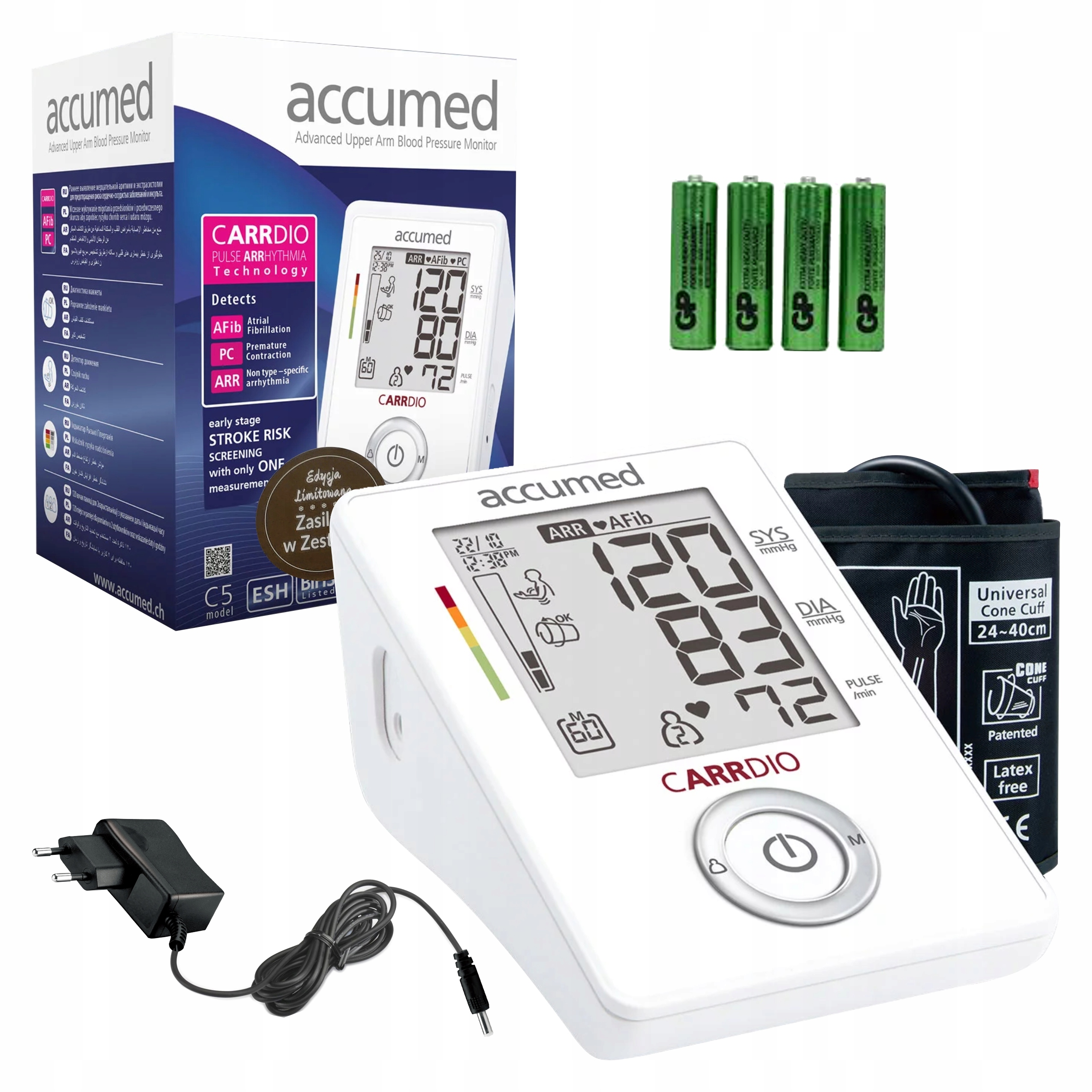 CARRDIO CIŚNIENIOMIERZ NARAMIENNY ARYTMIA ZASILACZ Wyrób medyczny tak