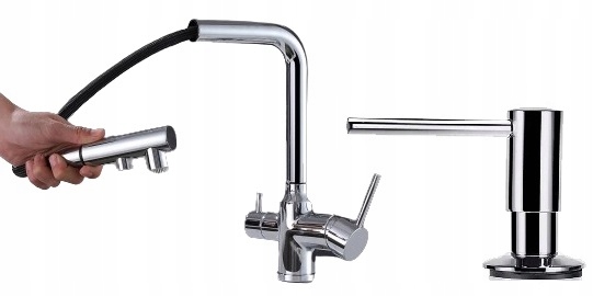 Trojcestná batéria LiVra Chrom Oceľová Ww výtoková batéria sada