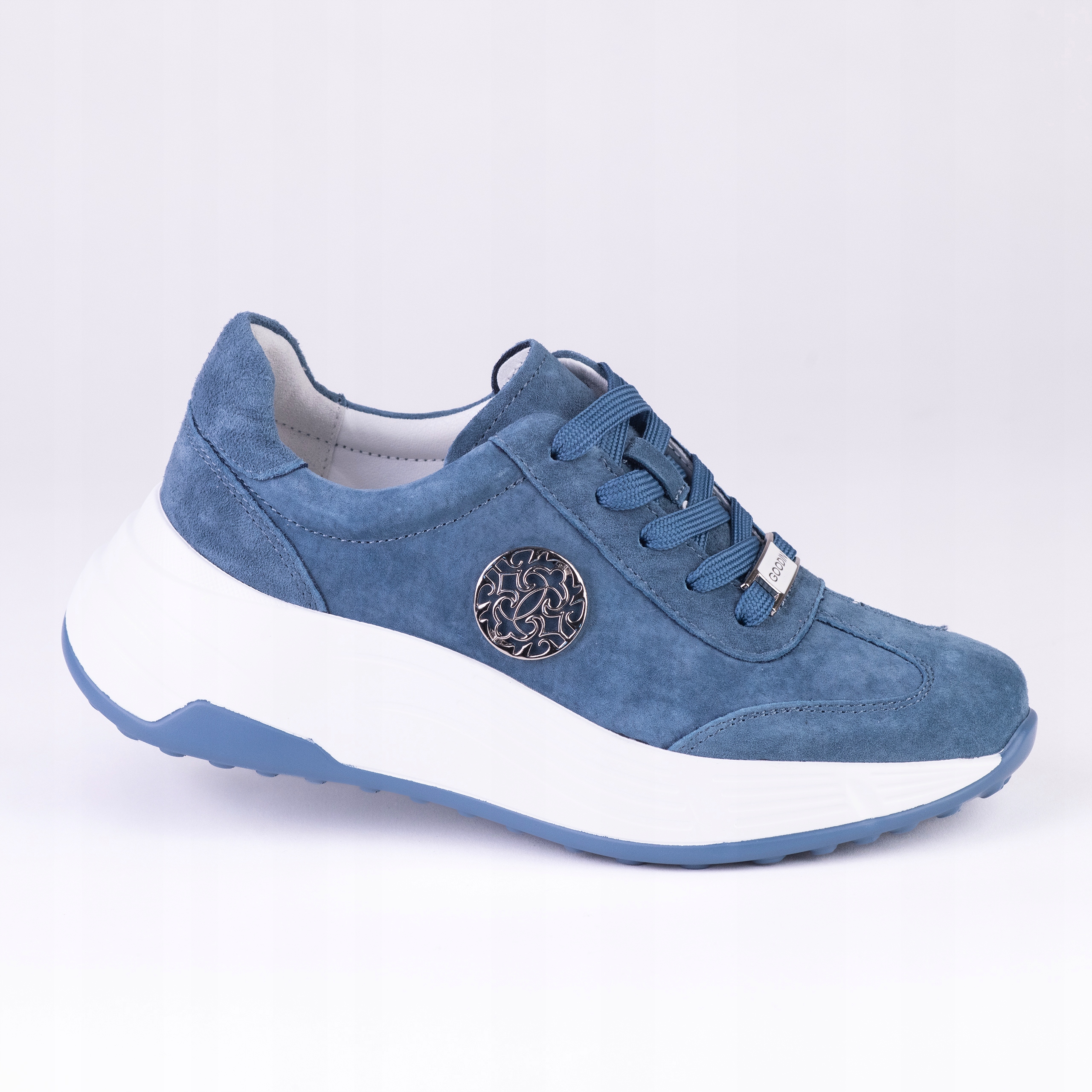 Dámské kožené tenisky Goodin GD-XW-1030 ažurová semišová barva modrá 41