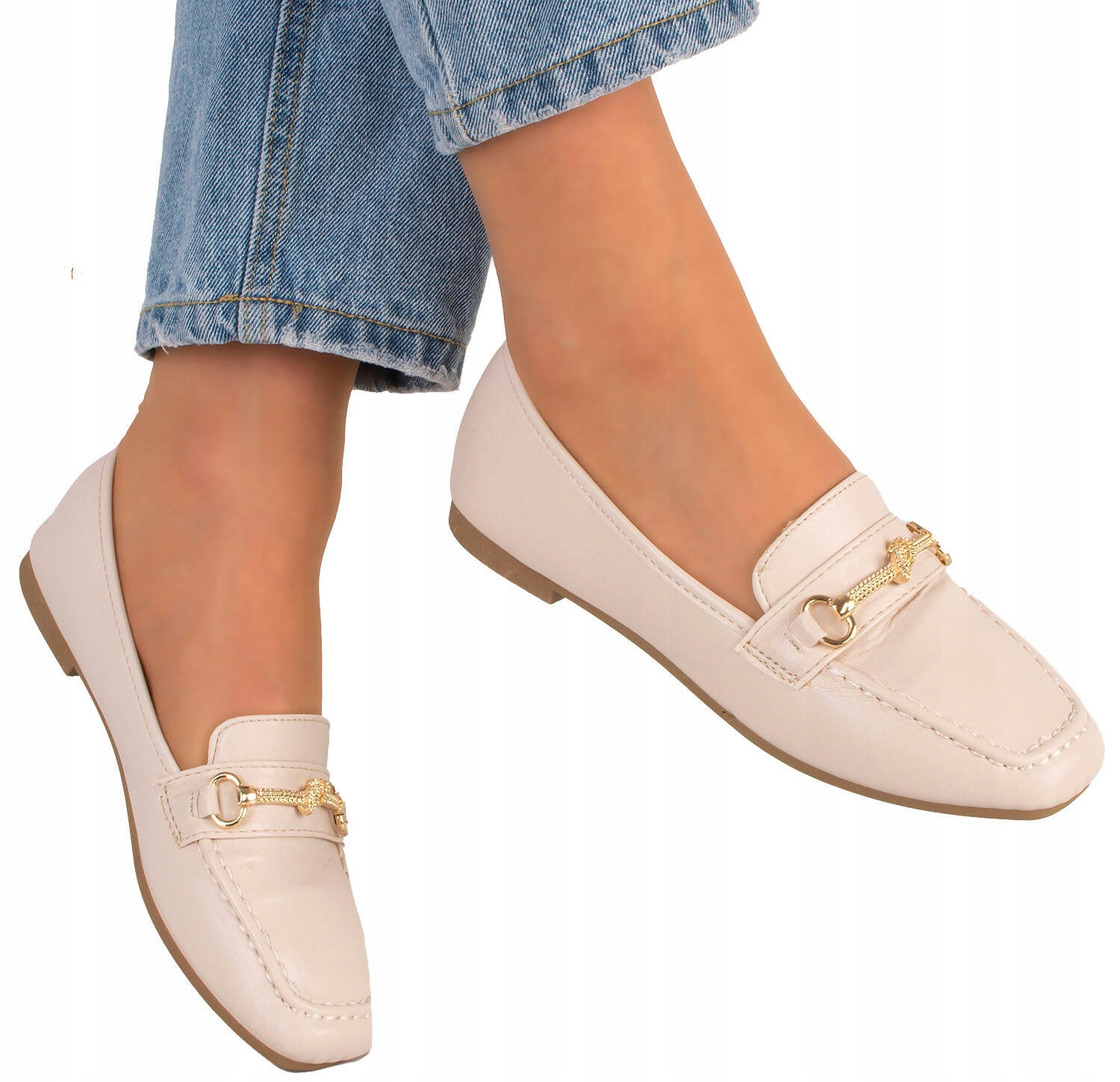 8070 BEŻOWE MOKASYNY PÓŁBUTY DAMSKIE PŁASKIE LOAFERS 39 Płeć kobieta