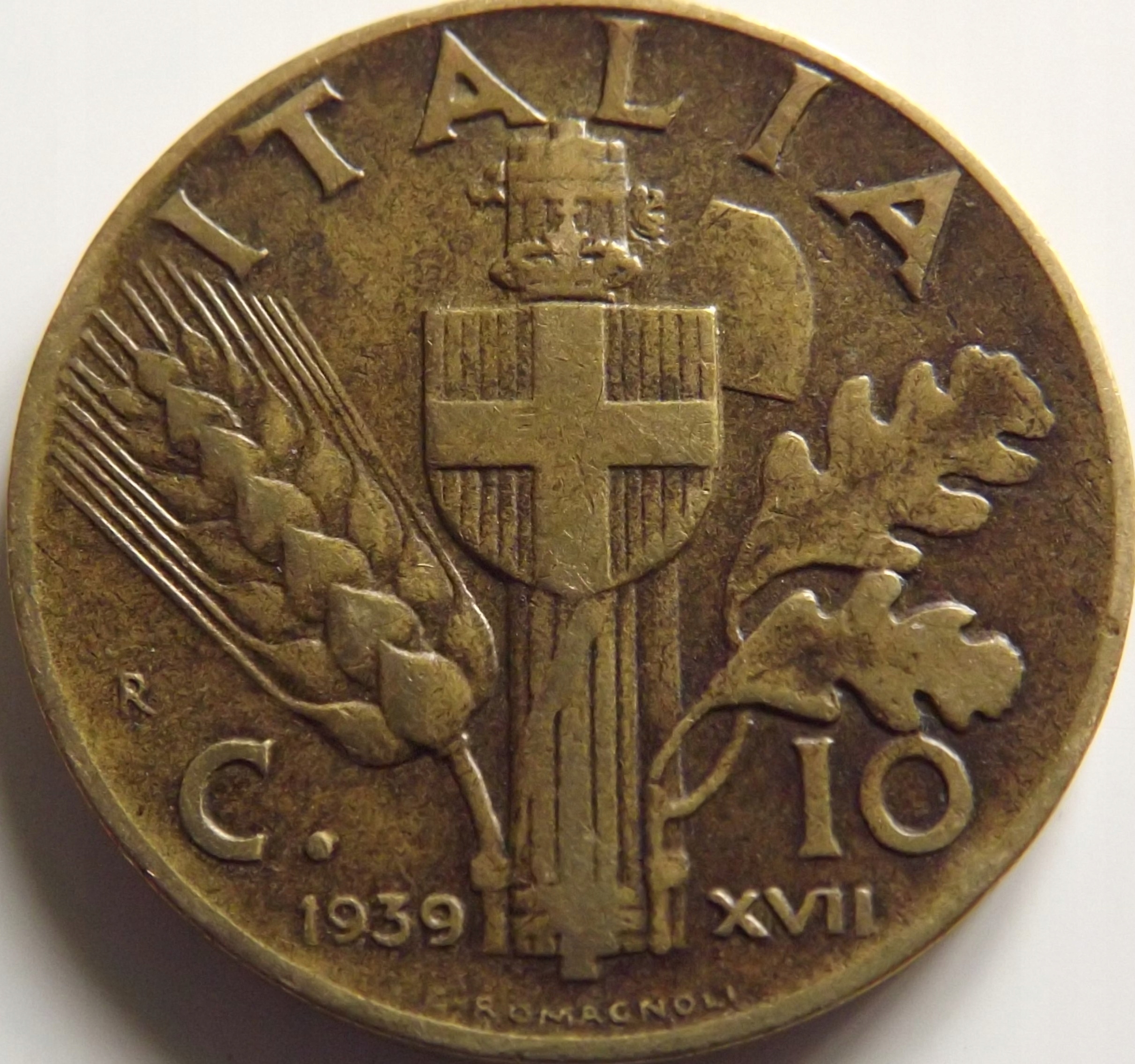 Włochy 10 Centesimi 1939 , Emanuel III st. 2